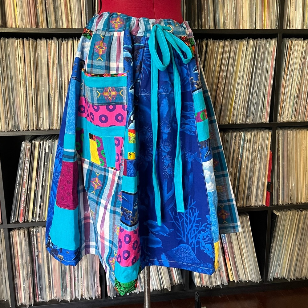 Phish fishman donut ⭕️ patchwork skirt handmade OOAK vintage lot ocean 🩵 90s